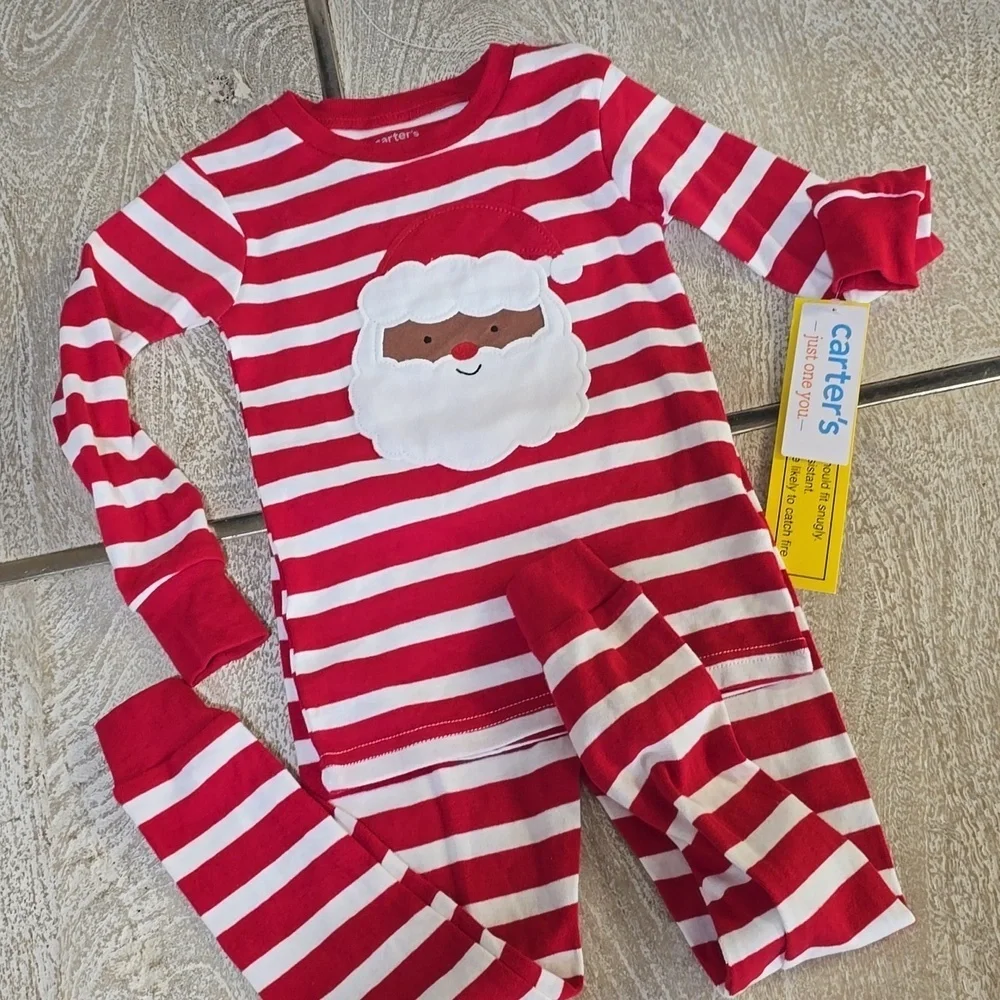 Carters Just For You Toddler Christmas Black Santa Pajamas Size 3T